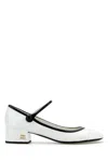 Miu Miu Leather Block Heel Pumps With Patent Finish In Multi