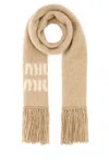 Miu Miu Beige Mohair Blend Scarf In Neutral