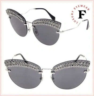 Pre-owned Miu Miu Scenique Mu58ts Crystal Silver Black Oversized Rimless Sunglasses 58t In Mpg-5s0