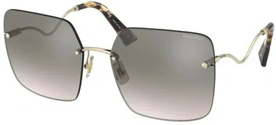 Pre-owned Miu Miu Scenique Smu 52x Gold/grey Shaded Mirror (zvn-09a) Sunglasses