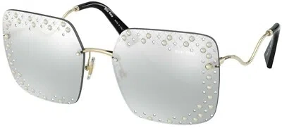 Pre-owned Miu Miu Scenique Smu 52x Gold/silver Mirrored (06o-1i2) Sunglasses