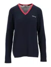 Miu Miu Blue Ribbed Wool Sweater In Azul