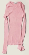 Miu Miu Scollo V Silk Ribs F.21 In Pink