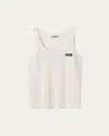 Miu Miu Scoop Neck Cashmere Silk Tank Top In F0009 Bianco