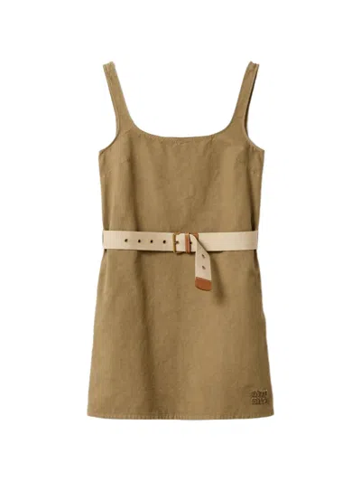 Miu Miu Scoop-neck Mini Dress In Brown