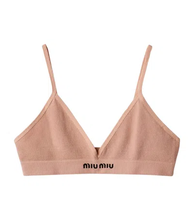 Miu Miu Seamless Bra In Brown