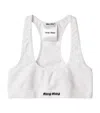 Miu Miu Seamless Cotton Sports Bra In Bianco