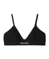 Miu Miu Seamless Triangle Cotton Bra In Black