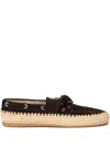 Miu Miu Loafers With Espadrille Sole And Eyelet Detailing In Braun