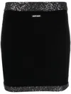 Miu Miu Stretch Mini Skirt With Ribbed Sequin Embellishment In Black
