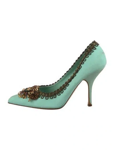 Pre-owned Miu Miu Sequin Embellishments Pumps In Green