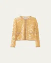 Miu Miu Sequined Crystal Cropped Jacket In Sabbia Talco