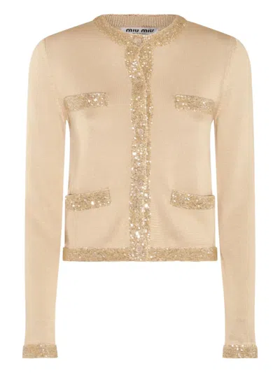 Miu Miu Cropped-cardigan Mit Pailletten