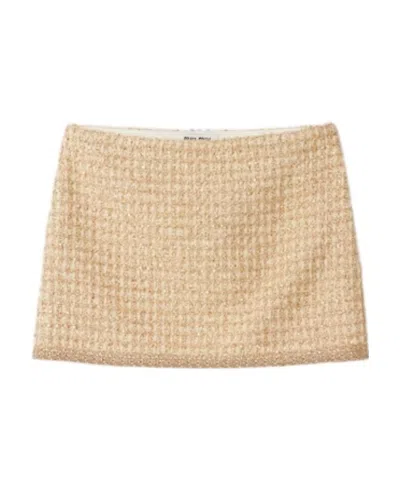 Miu Miu Sequinned Tweed Miniskirt In Nude