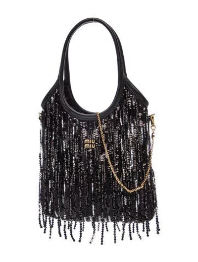 Pre-owned Miu Miu Sequins Ivy Medium In Black