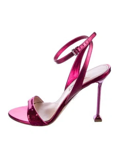 Pre-owned Miu Miu Sequins Sequin Embellishments Slingback Sandals In Pink