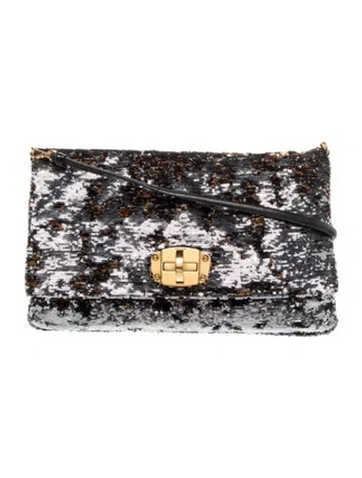 Pre-owned Miu Miu Sequins Shoulder Bag In Blue