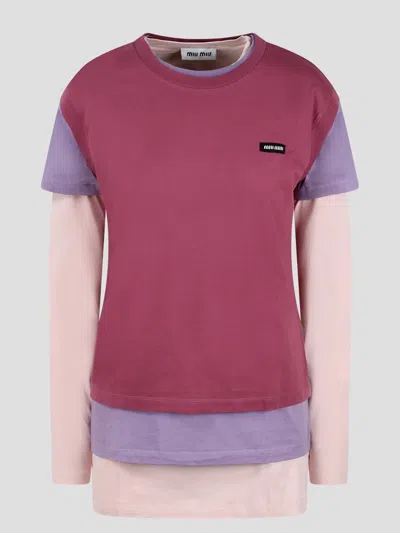 Miu Miu Set Of 3 Jersey T-shirts In Multicolor | ModeSens