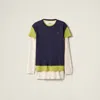 Miu Miu Set Of 3 Cotton Jersey T-shirts In Blue/lime Green/ivory