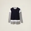 Miu Miu Set Of 3 Jersey T-shirts In Steel/white/blue