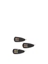 Miu Miu Logo Hairpin Three-piece Set In Negro