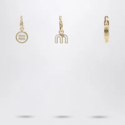 Miu Miu Set Of White Earrings In Enameled Metal Women In Pink