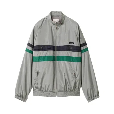 Pre-owned Miu Miu Seta Tec Blouson 'piombo' | Grey | Women's Size 38