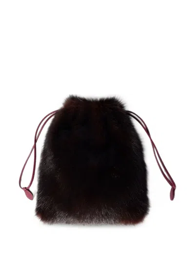 Miu Miu Shearing Pouch Bag In Brown