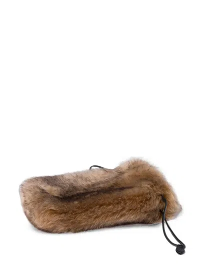 Miu Miu Shearing Pouch Bag In Brown