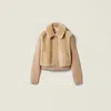 Miu Miu Shearling And Knit Blouson Jacket In Brown
