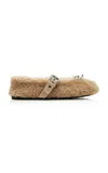 Miu Miu Shearling Ballet Flats In Neutral