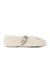 Miu Miu Shearling Ballet Flats In Nude
