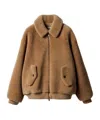 Miu Miu Shearling Blouson Jacket In Brown