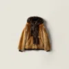 Miu Miu Shearling Blouson Jacket In Brown