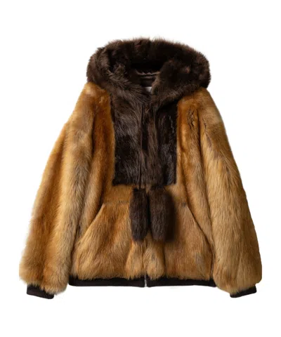 Miu Miu Shearling Blouson Jacket In Brown