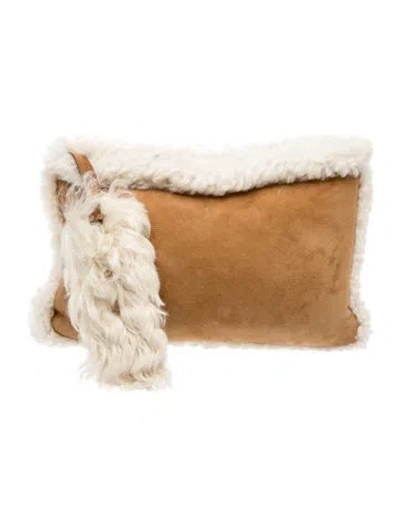 Pre-owned Miu Miu Shearling Clutch In Neutral