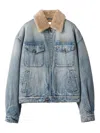 Miu Miu Shearling Collar Denim Jacket In Blue