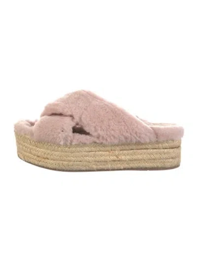 Pre-owned Miu Miu Shearling Colorblock Pattern Espadrilles In Pink