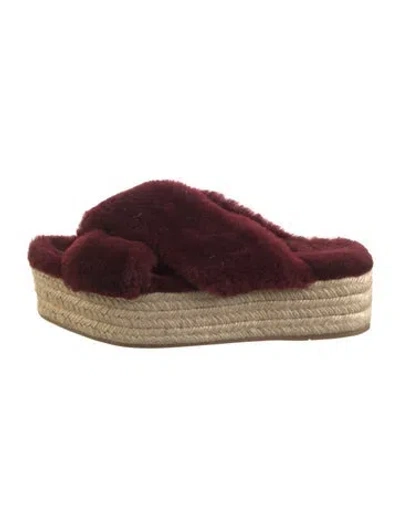 Pre-owned Miu Miu Shearling Espadrilles In Burgundy