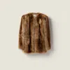 Miu Miu Shearling Fur Jacket In Brown