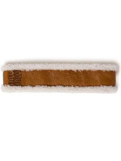 Miu Miu Shearling-haarreif In Braun