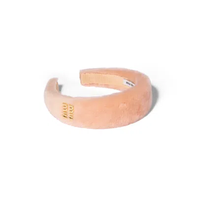Miu Miu Shearling Headband In Neutral