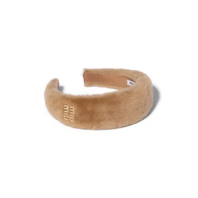 Miu Miu Shearling Headband In Gold