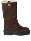 Miu Miu Shearling-lined Lug-sole Boots In Brown