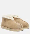 Miu Miu Shearling-lined Suede Ankle Boots In Neutral