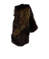 Miu Miu Shearling Patchwork Stole In Brown