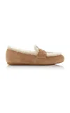 Miu Miu Shearling Penny Loafers In Tan
