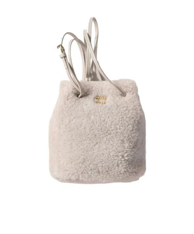 Miu Miu Shearling Pouch In White