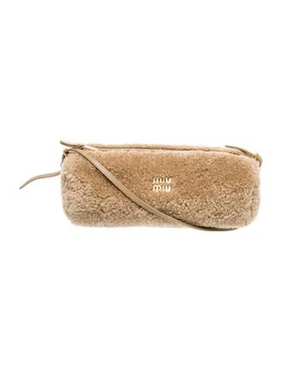 Pre-owned Miu Miu Shearling Shearling Pouch In Neutral