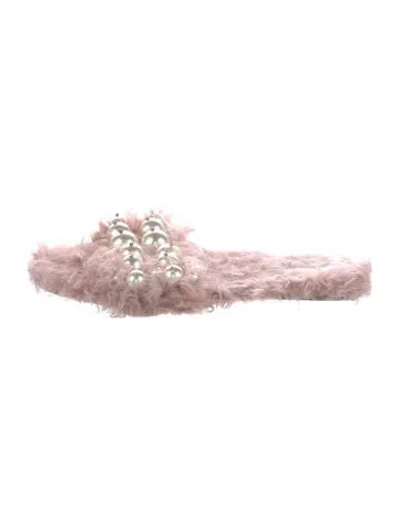 Pre-owned Miu Miu Shearling Slides In Pink